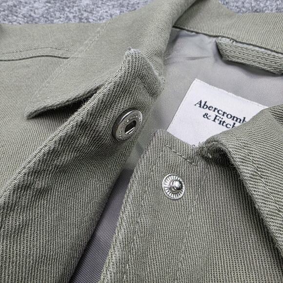 Abercrombie Fitch Jacket Womens XS Green Cropped Utility Snap Front Lined Preppy - Picture 13 of 16